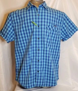 MUFTI JEANS MENS 2XL SHORT SLEEVE BLUE BUTTON DOWN - Picture 1 of 7