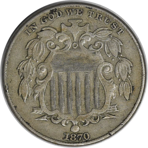 1870 Shield Nickel EF Uncertified #256 Cover