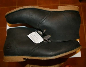 Men's-UGG-M Leighton-3271-Leather-Fur-Black-Shoes-Boots-12-New - Picture 1 of 5