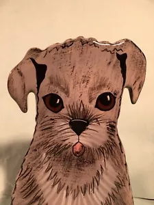Jarrón de colección Schnauzer perro cachorro terrier porcelana escultura firmada por Nina Lyman - Imagen 1 de 8