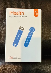 Tiras reactivas de glucosa en sangre iHealth 100 unidades, lancetas para diabetes 100 recargas - Imagen 1 de 5