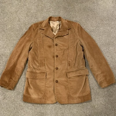 Vintage L.L. Bean подпоясанный вельветовая куртка размер 40 коричневый широкий Wale 4 кнопки диско - Изображение 1 из 4