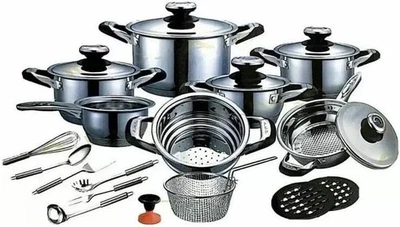 Set Batteria di Pentole 23 Pezzi in Acciaio Inox a Induzione Antiaderente A.M.C. - Immagine 1 di 4