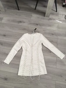 BNWT Ann Summers White Faux Leather Zaire Lace Up Dress Size 14 - Picture 1 of 24