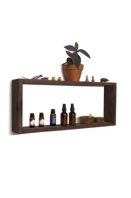 Estante de caja horizontal de madera hecho a mano: decoración de pared de granja rústica - planta / imagen Foto 1 de 3