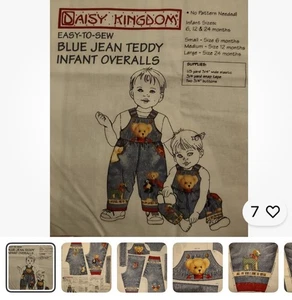 Baby Or Doll Overalls Daisy Kingdom Size SML Cut & Sew Fabric Pattern New - Picture 1 of 8