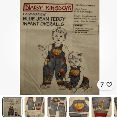 Baby Or Doll Overalls Daisy Kingdom Size SML Cut & Sew Fabric Pattern New - Image 1 of 4