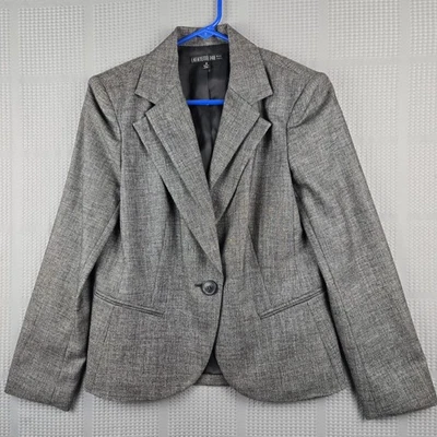 Jaqueta Lafayette 148 cinza lã virgem plissada lapela blazer casaco esportivo tamanho 10 - Imagem 1 de 4