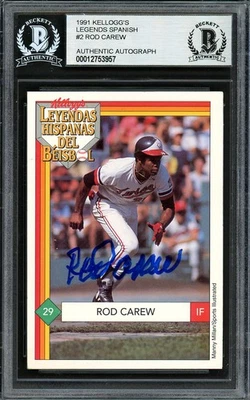Rod Carew 1991 assinado cartão Kellogg 2 Minnesota Twins Beckett #12753957 - Imagem 1 de 2