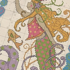 Summer Fun Counted Cross Stitch Pattern DRAGONFLIES ON THE BEACH Mermaid Friends - Picture 1 of 4