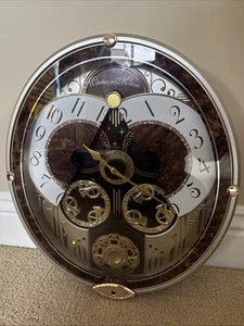 Seiko QXM265BRH Melodies In Motion Musical Wall Clock Golden Brown French Horns - Picture 1 of 15