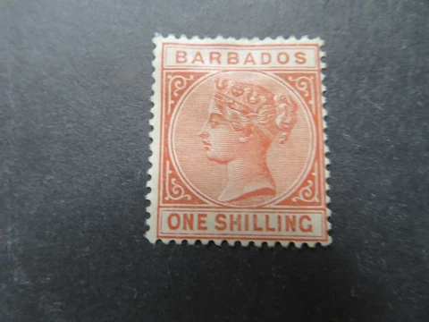 1882-86 Barbados 1s Chestnut SG102 Mounted Mint Cover
