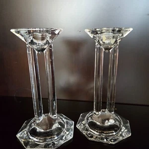 LENOX Fine Crystal 6" Candlesticks Pillars Set Of 2 Made In Germany XLNT Cond! - Picture 1 of 8