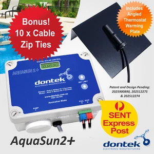 SOLAR POOL HEATING SYSTEM PUMP DIGITAL CONTROLLER AQUASUN 2+ DONTEK ECOONLINE - Picture 1 of 2