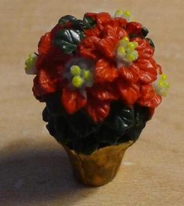 1998 Vintage LEMAX Village Collection Poinsettia Plant Decoration Christmas - Imagen 1 de 5