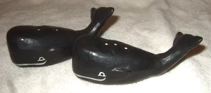 Whale Salt and Pepper Shakers Black Whales Old Kitchenware  - Picture 1 of 10