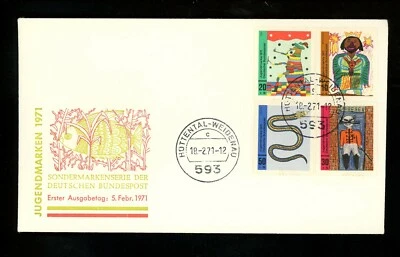 Historia postal Alemania FDC #B468-B471 dibujos artísticos infantiles 1971 Foto 1 de 2
