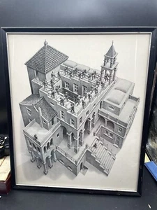 Impresión litográfica ascendente y descendente MC ESCHER AÑOS 70 - Imagen 1 de 8