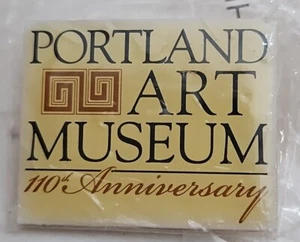 VTG Gold Toned Enameled Lapel Hat Pinback Portland Art Museum 110th Anniversary - Picture 1 of 4