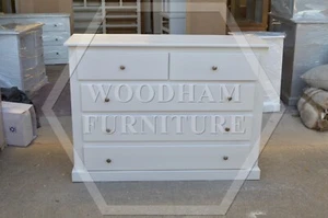 HANDMADE AYLESBURY WIDE 2+3 DRAWER CHEST IN WHITE (NOT FLATPACKED) - Picture 1 of 12