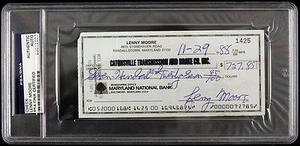 1988 Lenny Moore Baltimore Colts Signed Check (PSA/DNA Slabbed) - Picture 1 of 2