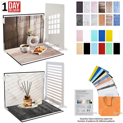 12Pcs Photo Backdrop Board Flat Lay Props Table Photography Background +2 Window - Image 1 of 4