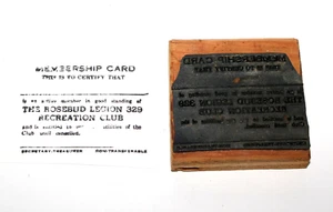 Rosebud Legione Membership Card gomma stampa tipografica blocco stampa timbro - Foto 1 di 6