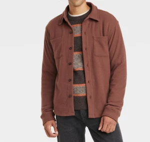 Men's Knit Ribbed Shirt Jacket Goodfellow & Co Red Brown XL NEW - Picture 1 of 4