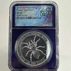 2015-P Australia Funnel Web Spider 1oz .999 Silver MS70 TraderBea Purple Core - Picture 1 of 4