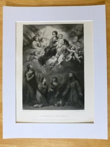 Apoteosis de la Virgen - Litografía antigua de placa de acero de 1875 - Imagen 1 de 6