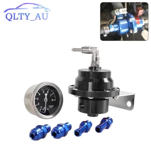 Aluminum 160Psi Adjustable Fuel Pressure Regulator Type-L+Kpa Oil Gauge Kit Blk - Picture 1 of 14