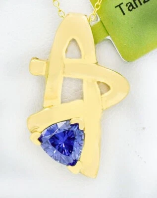 COLGANTE DE TANZANITA AAA 0,90 quilates creado en laboratorio oro 10k - Cadena gratis con este pedido Foto 1 de 4