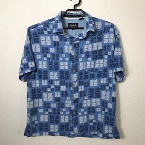 Camisa hawaiana Nat Nast para hombre talla L geométrica manga corta abotonada mezcla de seda - Imagen 1 de 9