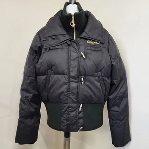 Baby Phat Daunenjacke Damen L Bomber schwarz Full Zip Puffer 90s Y2K Biker - Bild 1 von 18