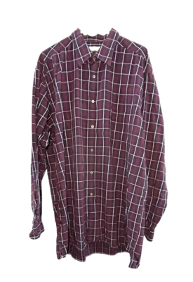 Martin Gordon Men's Long Sleeve Button Up Shirt Plaid Size XXL Tall Burgundy - Image 1 of 4