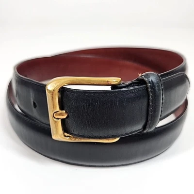 Cinturón de vestir Coach de cuero para hombre 36 negro cuero de vaca hebilla de latón macizo hecho a mano Foto 1 de 4