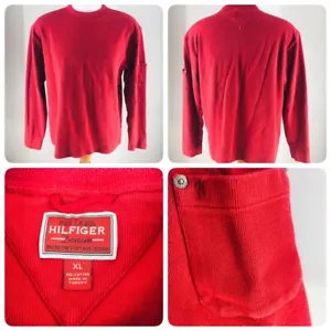 Tommy Hilfiger Men’s Sz XL Red Label Denim Red Pullover Sweatshirt Sweater T1 - Picture 1 of 9