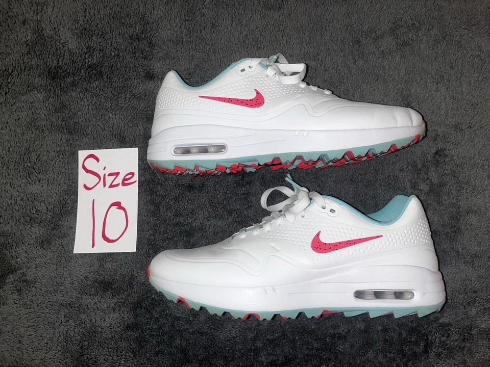 Nike Air Max 1G Golf Shoe White Hot Aurora Punch AQ0863-104 Men’s Size 10 Used - Image 1 of 4