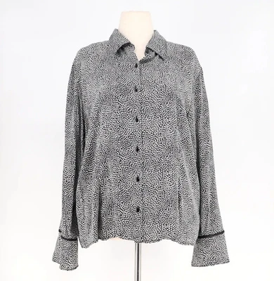 Blusa TALBOTS Vintage Seda Lunares en Blanco y Negro Talla 20 Foto 1 de 4