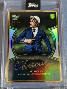2023 TOPPS NOW GOLD FRAME CAMPAIGN CJ STROUD RC GREEN SIGNED/AUTO 23/75 - Picture 1 of 3