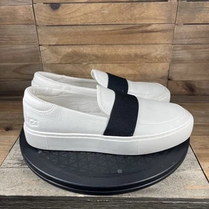 UGG Chayze Womens 8.5 White Leather Slip On Sneaker Casual Platform Loafer Shoes - Picture 1 of 8
