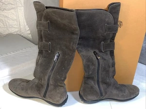 Tod's Winter Stivale Occhielli Women's Boot 5 1/2 Suede Leather Brown Zipper 5.5 - Picture 1 of 24