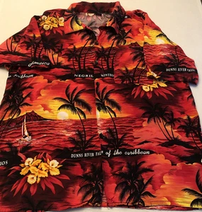 Camisa D AND J's Estilo Hawaiano Manga Corta Abotonada Hombres XL Roja Jamaica Elastizada - Imagen 1 de 6
