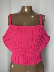 Hanifa Womens Cropped Shirt Magenta Pink Size 1XL Milana Knit Crop Tank Top - Picture 1 of 6