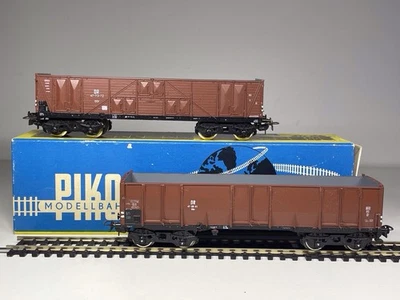 2x Vintage Piko HO German DR Gondola Bogie Ore Wagons 5/152-01 & 5/131-01 Boxed - Image 1 of 4