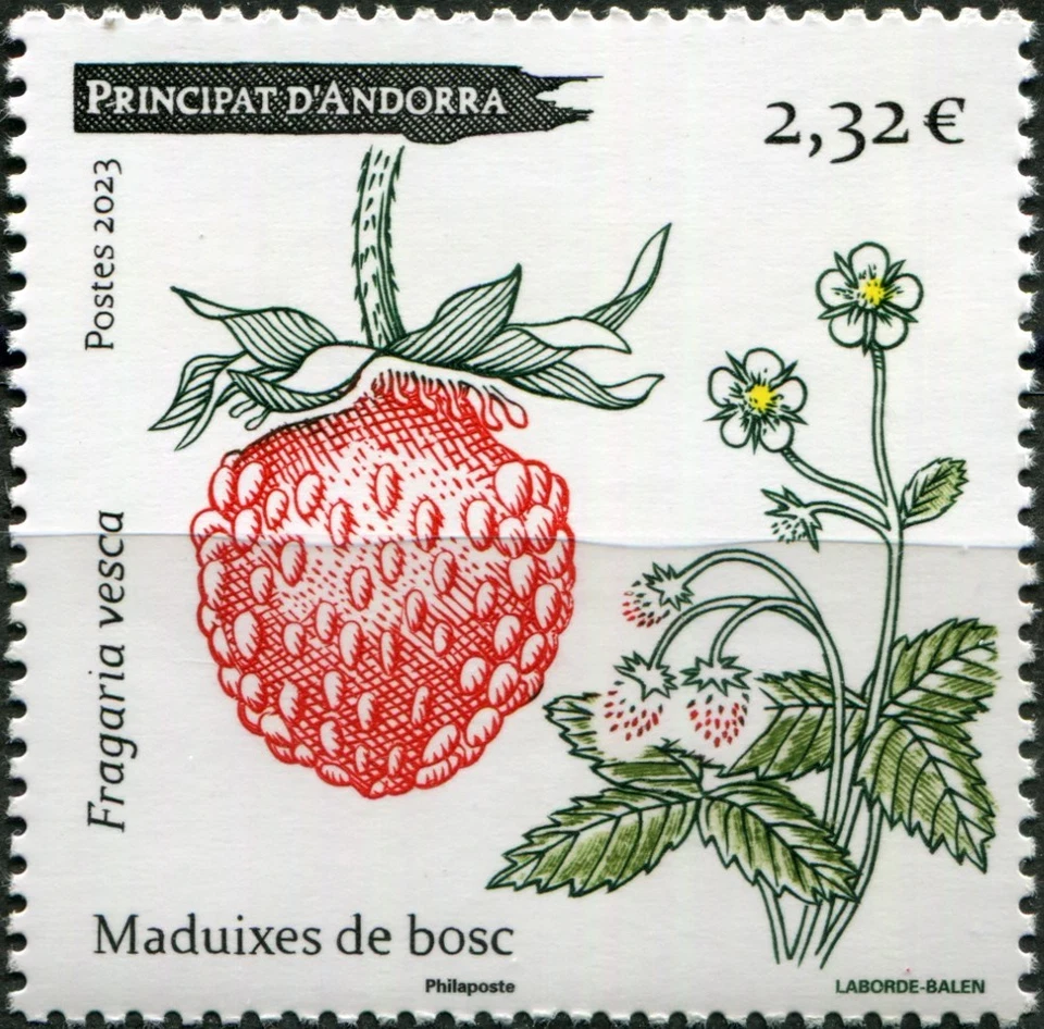 Andorra [Fr.] 2023. Wild Strawberry (Fragaria vesca) (MNH OG **) Stamp - Image 1 of 1