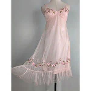 Vintage Sue Wong Mini Dress 2 Pink Cocktail Fairy Y2K Floral Babydoll Lace Bead - Picture 1 of 14