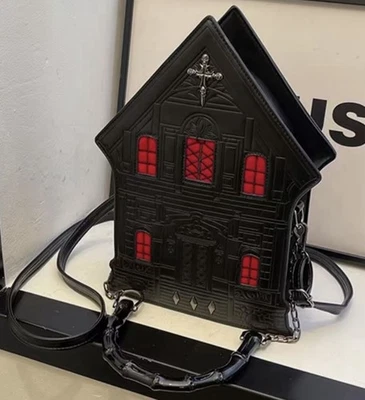 Gothic Victorian Mansion Purse Crossbody Bag Red/Black Halloween Horror Killstar - Image 1 of 4