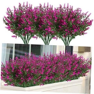 Bundles Outdoor Artificial Lavender Fake Flowers UV Resistant 8 Fuchsia - Picture 1 of 8