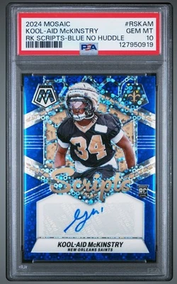 2024 Mosaic PSA 10 RC AUTO💎BLUE No Huddle Scripts Kool-Aid McKinistry Rookie📈 - Image 1 of 2